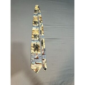 Tropicals By Tango Beach Sailboat Palm Tree Neck Tie Silk